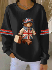 Women's British style  Print Casual Sweatshirt-4