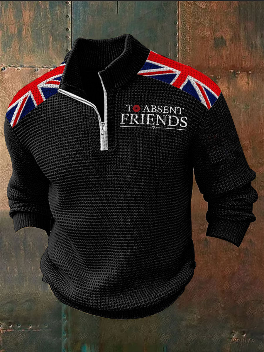 Men's Remembrance Day To Absent Friends Zipper Sweater-1