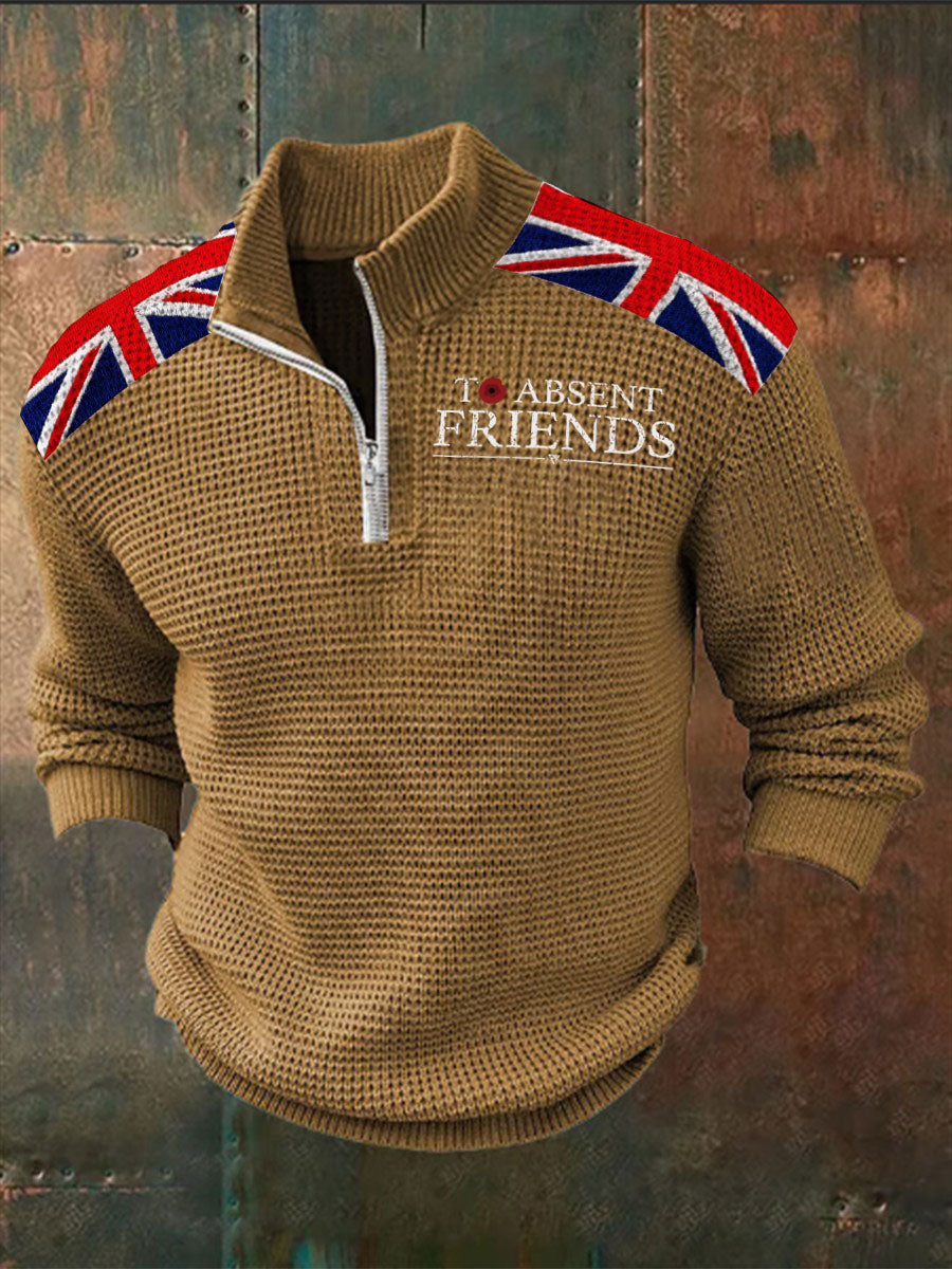 Men's Remembrance Day To Absent Friends Zipper Sweater-4