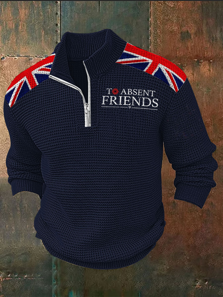 Men's Remembrance Day To Absent Friends Zipper Sweater-2