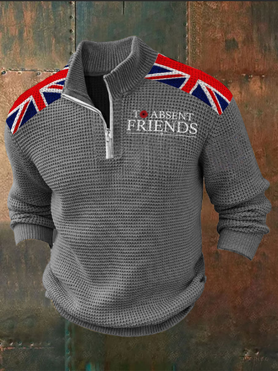 Men's Remembrance Day To Absent Friends Zipper Sweater-3