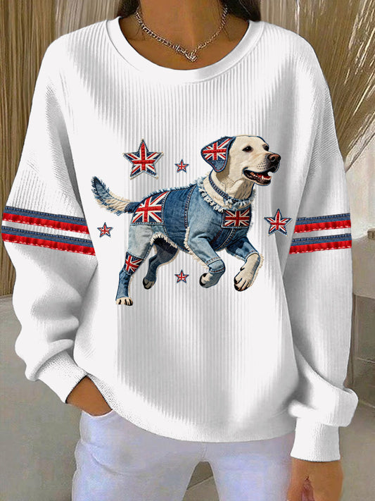 Women's British Style Labrador  Print Casual Sweatshirt