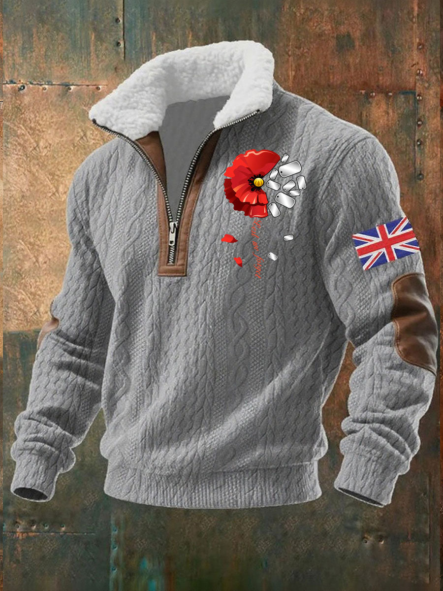 Men's Remembrance Day Lest We Forget Baggy Zip-up Hoodie-1