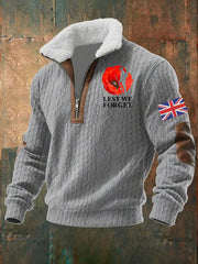 Men's Remembrance Day Lest We Forget Baggy Zip-up  Hoodie-1