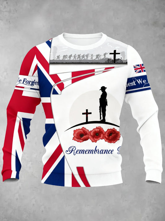 Men's Remembrance Day UK army flag Crew Neck Sweatshirt