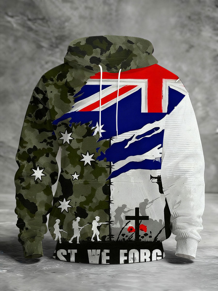 Men's Remembrance Day Lest We Forget Printed Hoodie-1