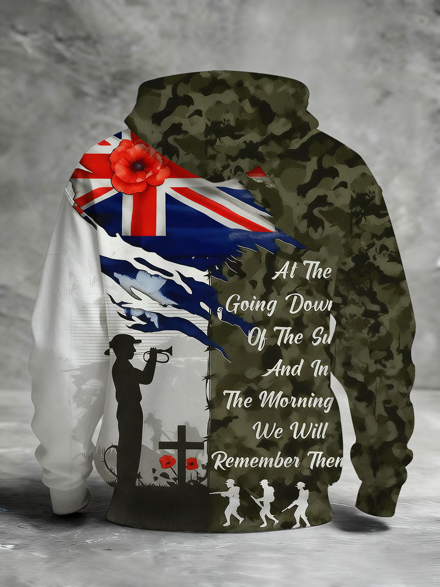 Men's Remembrance Day Lest We Forget Printed Hoodie-2