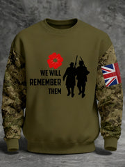 Men's 11th November Remembrance Day LEST WE'S FORGET Poppy Remembrance Crew Neck Sweatshirt