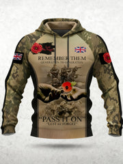 Men's 11th November Remembrance Day LEST WE'S FORGET Poppy Remembrance Hoodie-1
