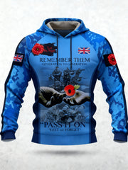 Men's 11th November Remembrance Day LEST WE'S FORGET Poppy Remembrance Hoodie-3