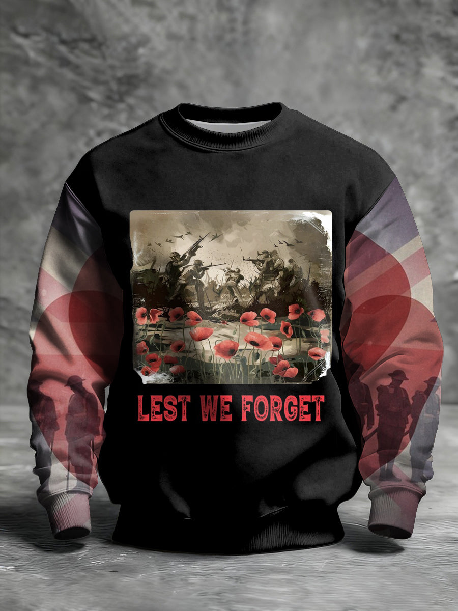 Men's Remembrance Day Lest We Forget Printed Sweatshirt