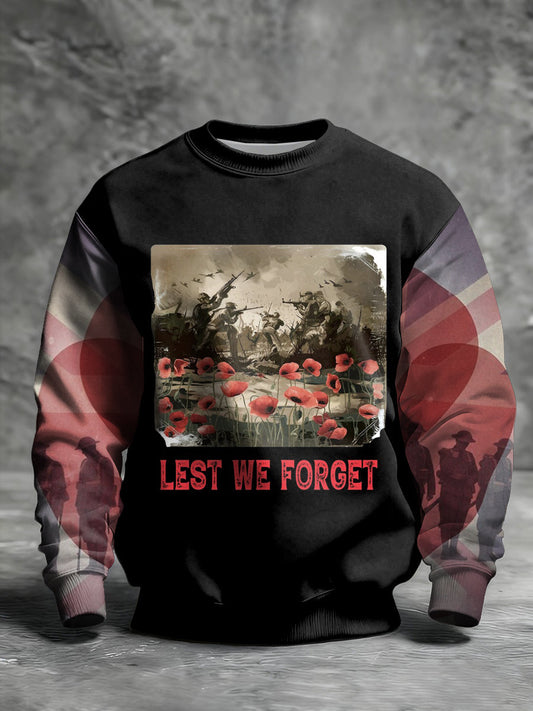 Men's Remembrance Day Lest We Forget Printed Sweatshirt