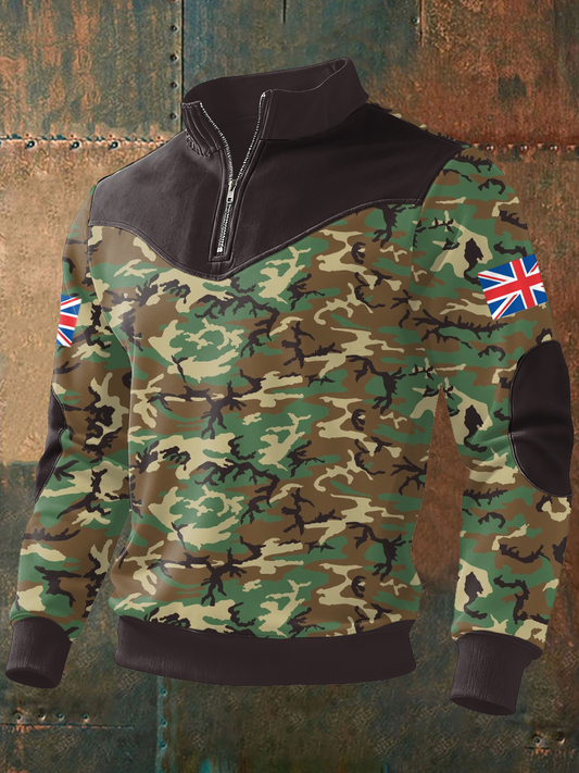Men's UK Veteran Landwood Camouflage Printed Sweatshirt