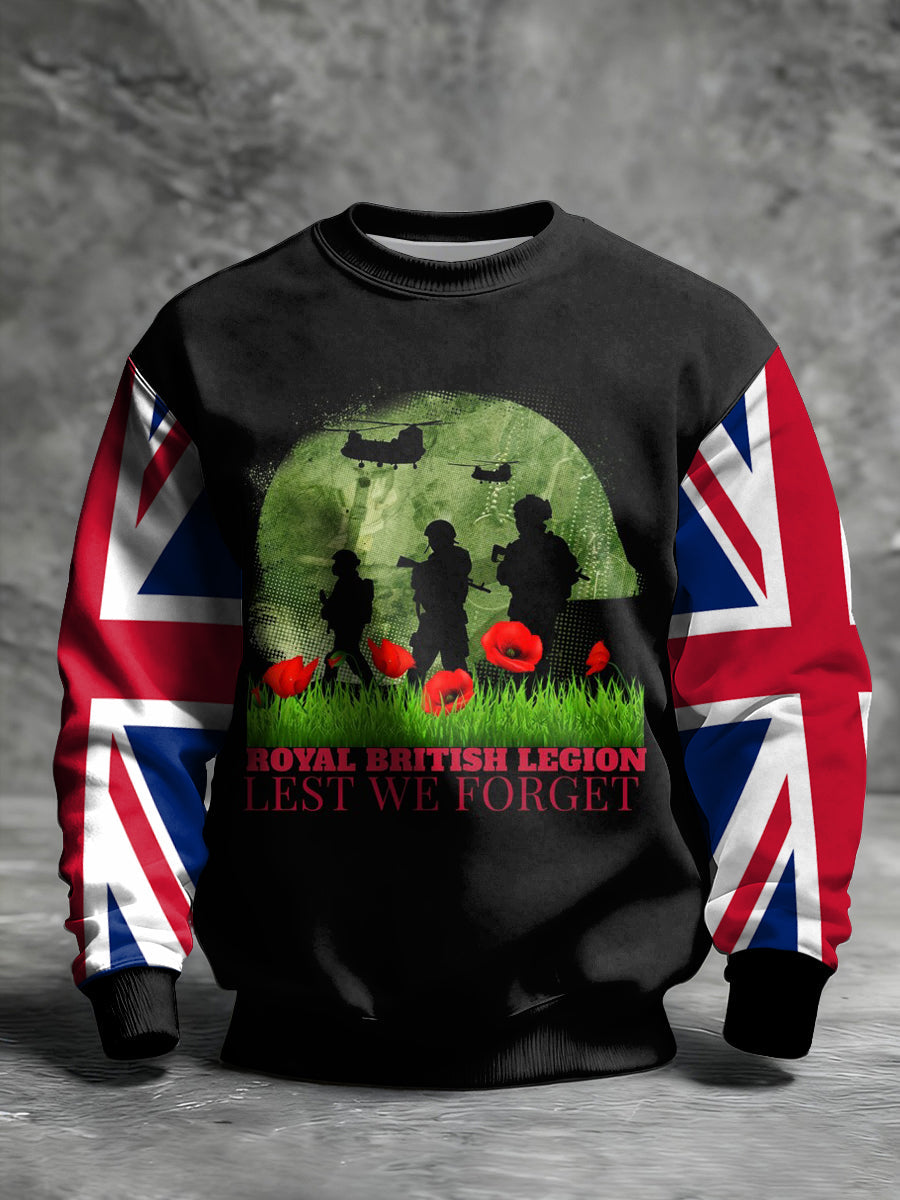 Men's Remembrance Day Lest We Forget Printed Sweatshirt