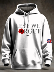 Men's Lest We Forget Printed Oversized Drop-Shoulder Hoodie with Pockets-2