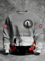 Men's Remembrance Day Lest We Forget Printed Sweatshirt