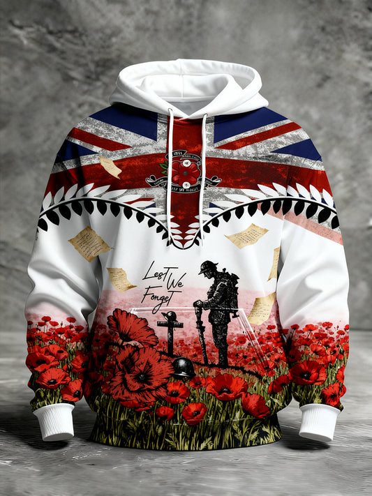 Men's Remembrance Day Lest We Forget Printed Hoodie