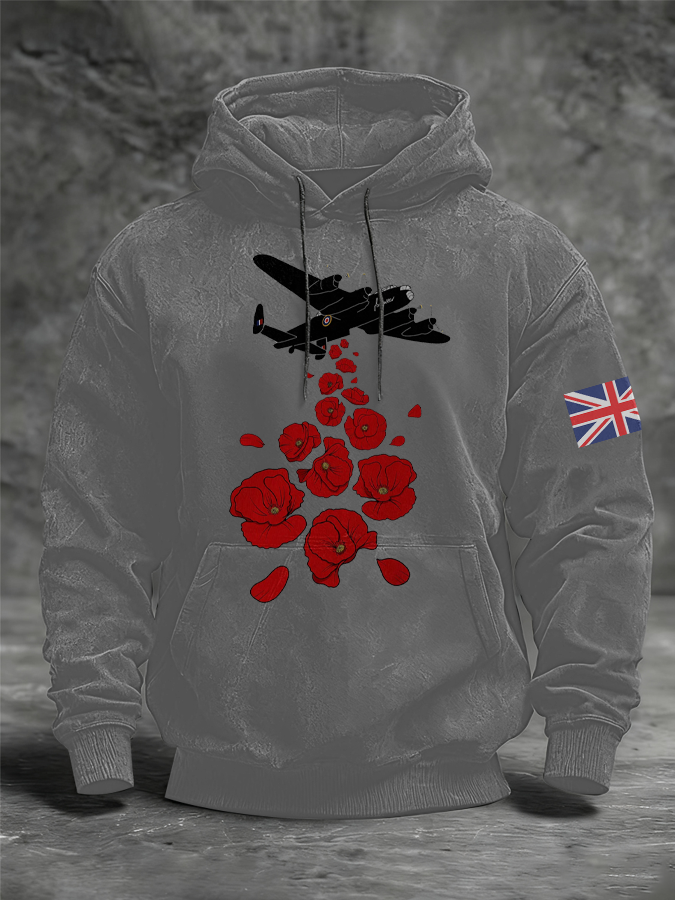 Men's Royal Air Force aircraft Oversized Drop-Shoulder Hoodie with Pockets-2