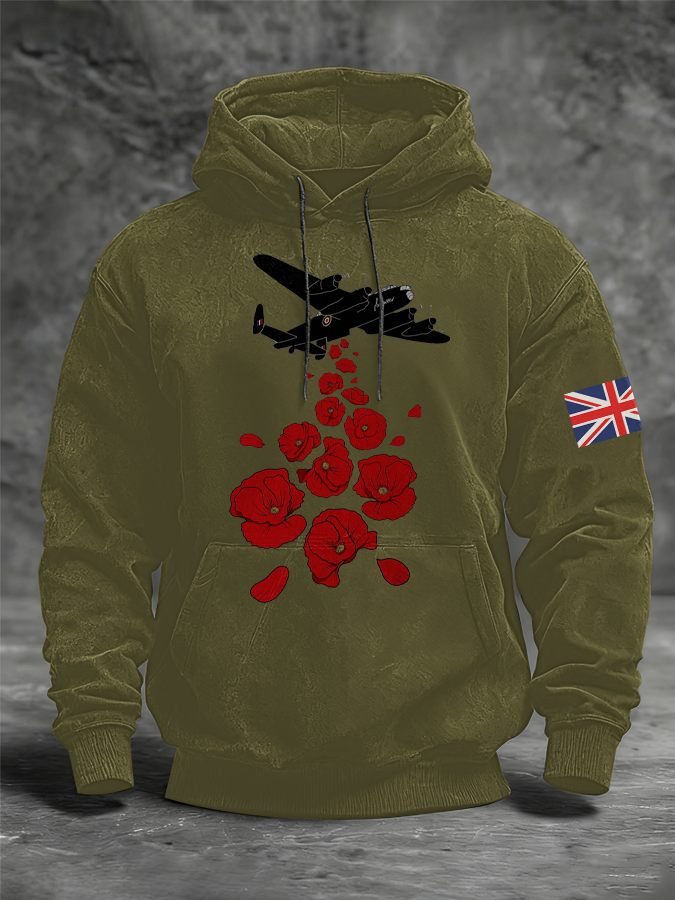 Men's Royal Air Force aircraft Oversized Drop-Shoulder Hoodie with Pockets-4