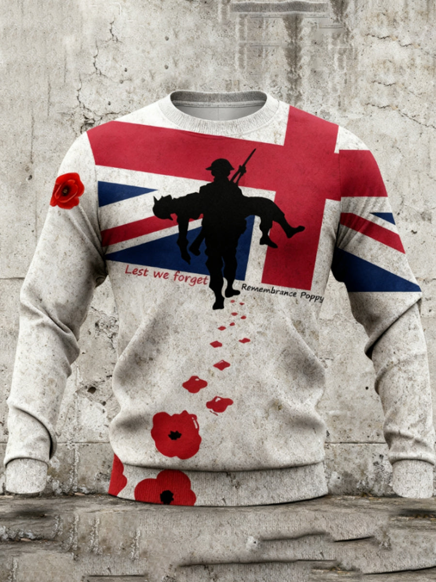 Men's Remembrance Day UK army flag Crew Neck Sweatshirt