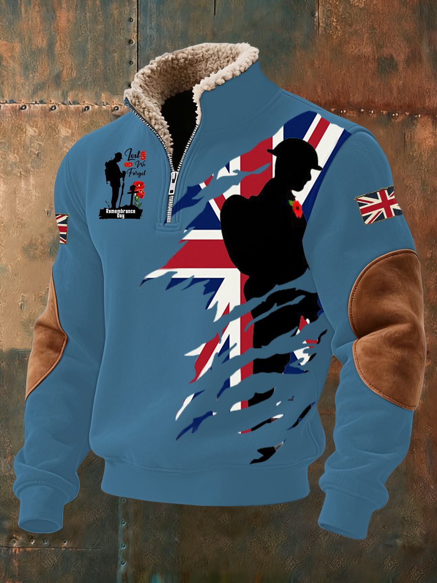 Men's Remembrance Day Lest We Forget  Baggy Zip-up Hoodie-2