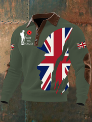 Men's Remembrance Day Lest We Forget Buttoned Top-3