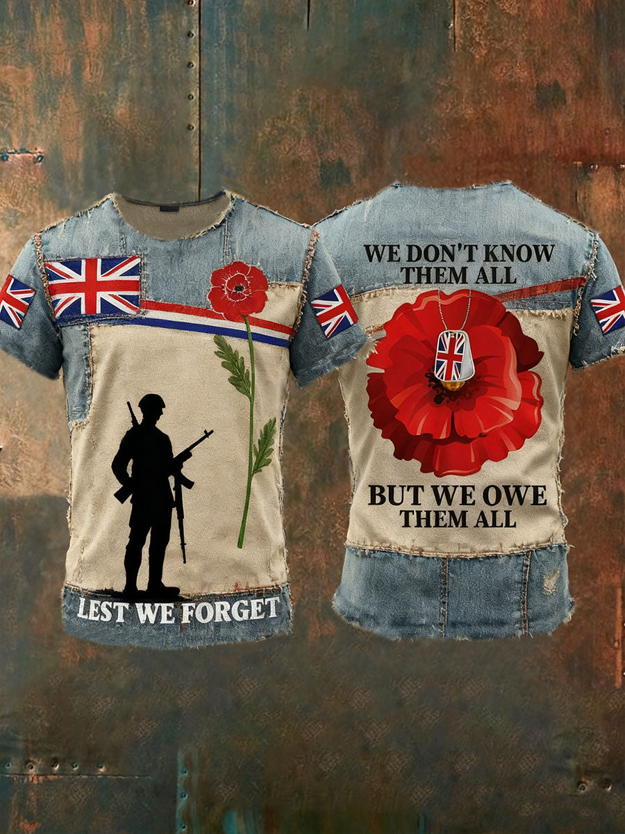 Men's Remembrance Day Lest We Forget Short Sleeves T-shirt