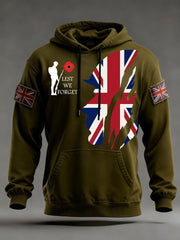 Men's Remembrance Day Lest We Forget Oversized Drop-Shoulder Hoodie With Pockets-2
