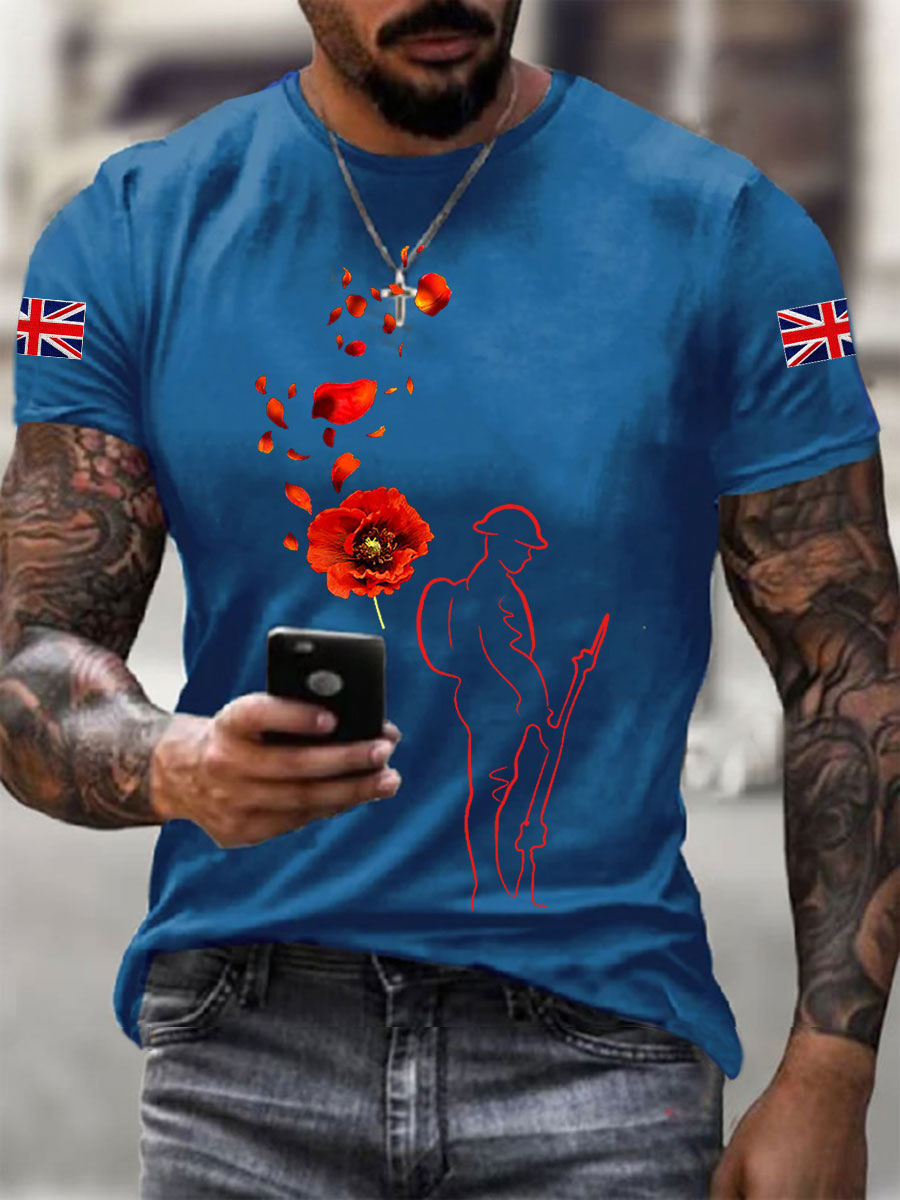 Men's Remembrance Day Lest We Forget Short-sleeved T-shirt-3