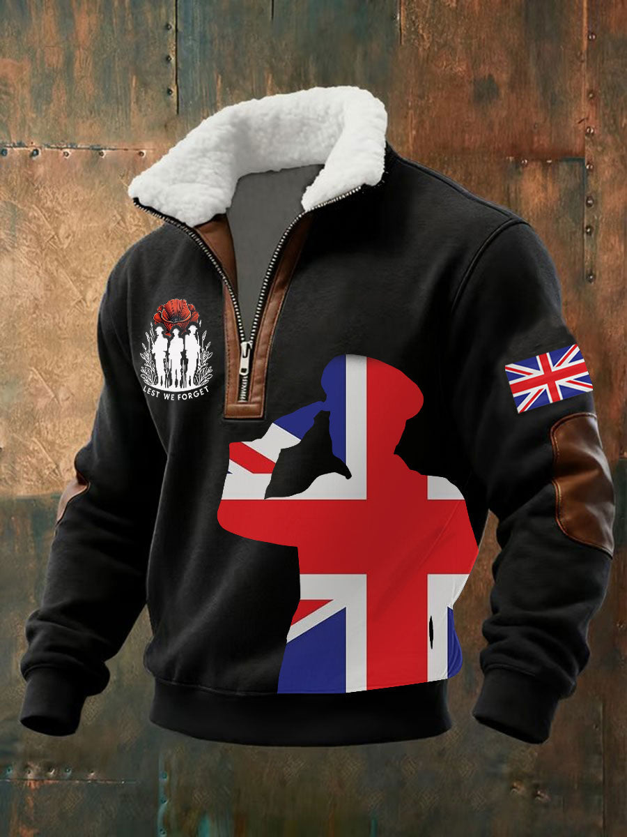 Men's Remembrance Day Lest We Forget Printed Sweatshirt-2