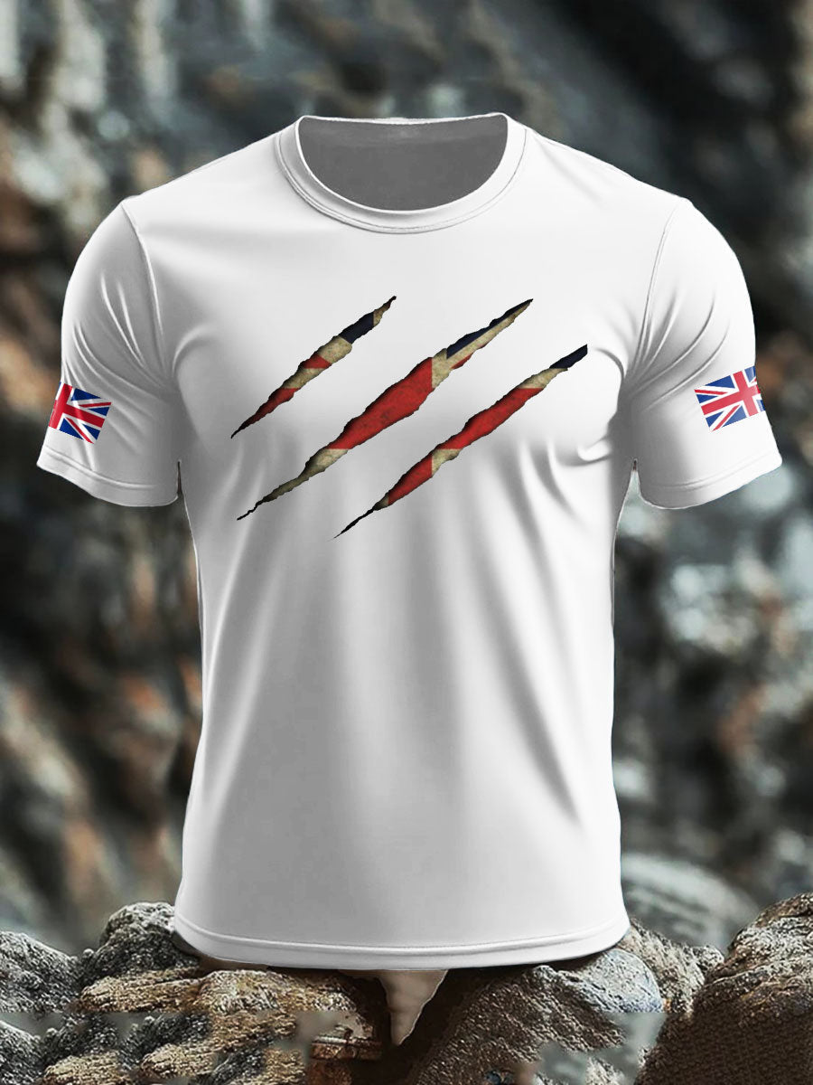Men's UK Flag Skull Printed T-shirt-1