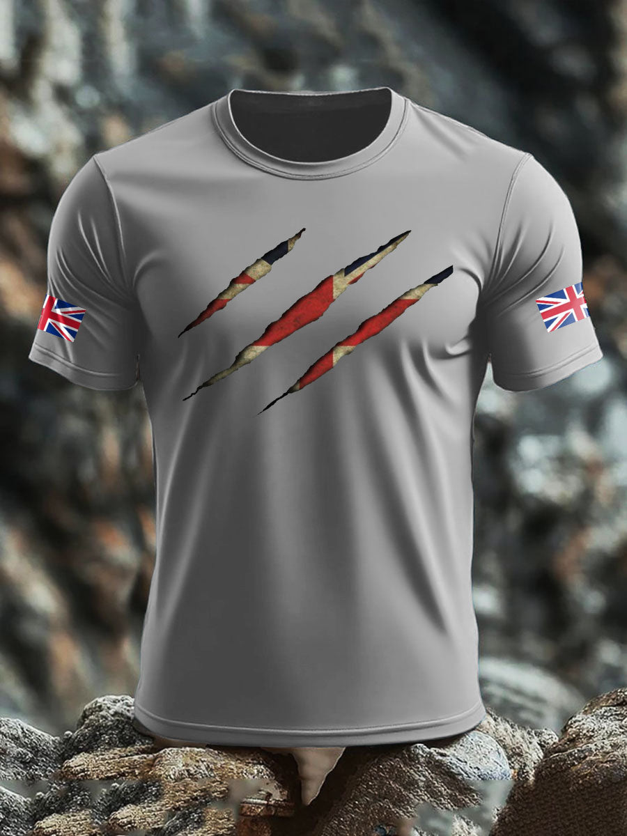 Men's UK Flag Skull Printed T-shirt-2