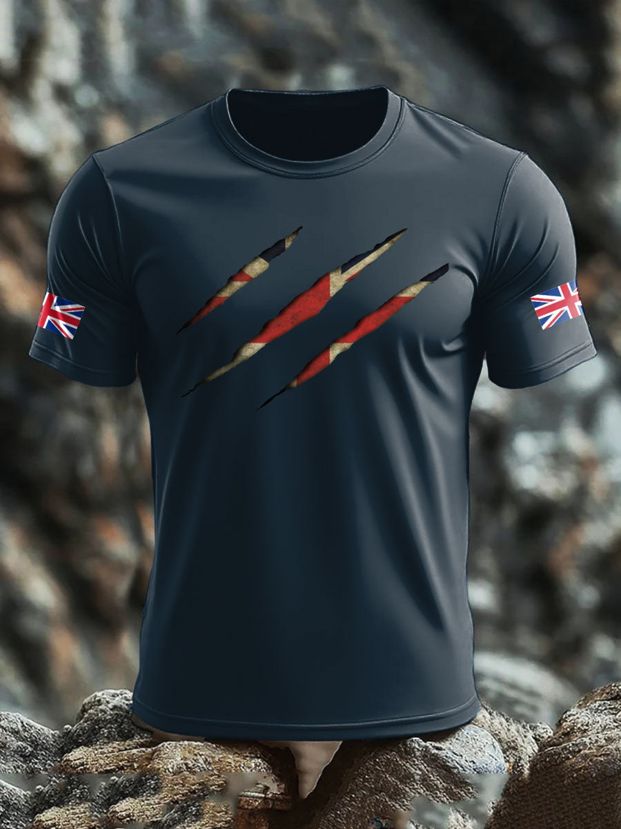 Men's UK Flag Skull Printed T-shirt-3