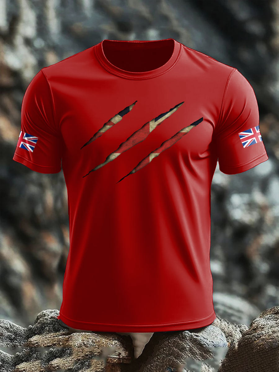 Men's UK Flag Skull Printed T-shirt-5