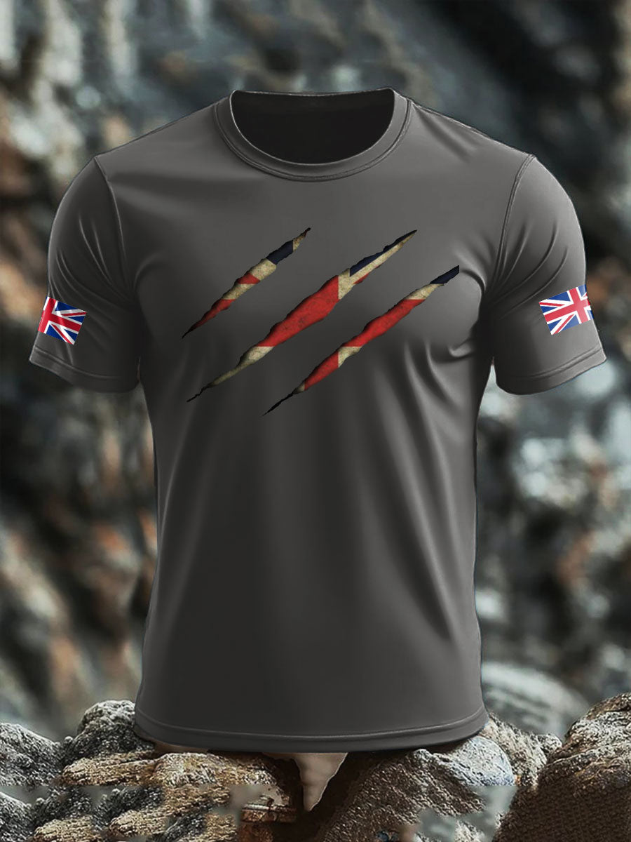 Men's UK Flag Skull Printed T-shirt-11