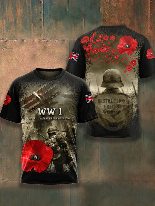 Men's Remembrance Day Lest We Forget Short Sleeves T-shirt