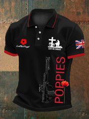 Men's British SA80 and poppies print polo shirt-1