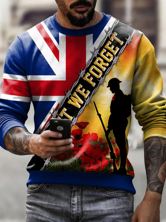 Men's Remembrance Day Printed Crew Neck Sweatshirt