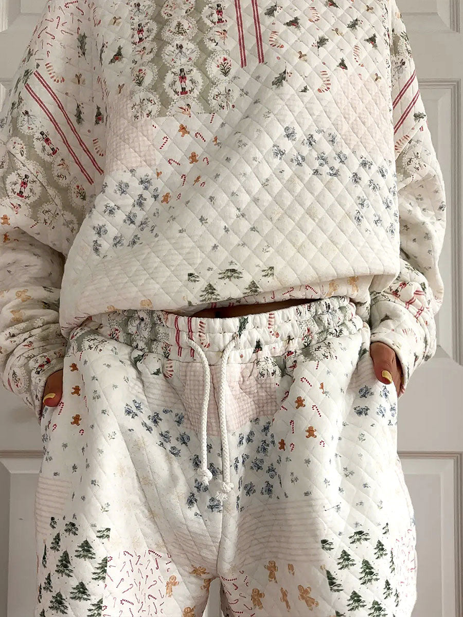 Women's Christmas sweatshirt and long pants sets-8