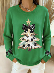 Women's Christmas Tree Print Casual Sweatshirt-2