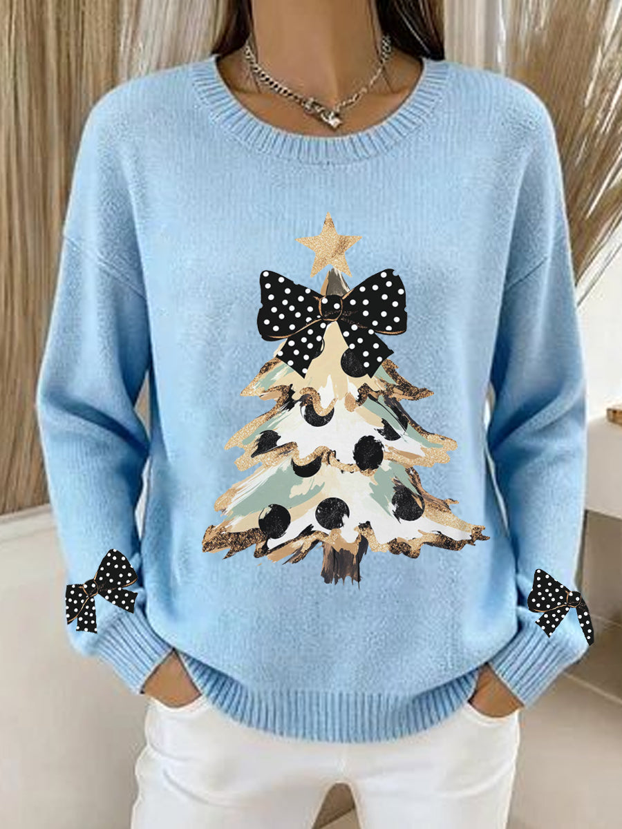 Women's Christmas Tree Print Casual Sweatshirt-1