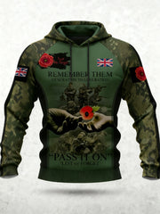 Men's 11th November Remembrance Day LEST WE'S FORGET Poppy Remembrance Hoodie-4