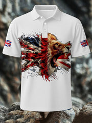 Men's UK Flag Lion Printed Casual Tops-1