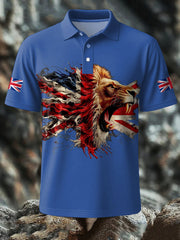 Men's UK Flag Lion Printed Casual Tops-6