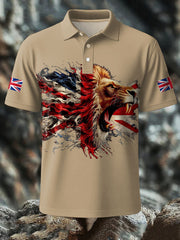 Men's UK Flag Lion Printed Casual Tops-7