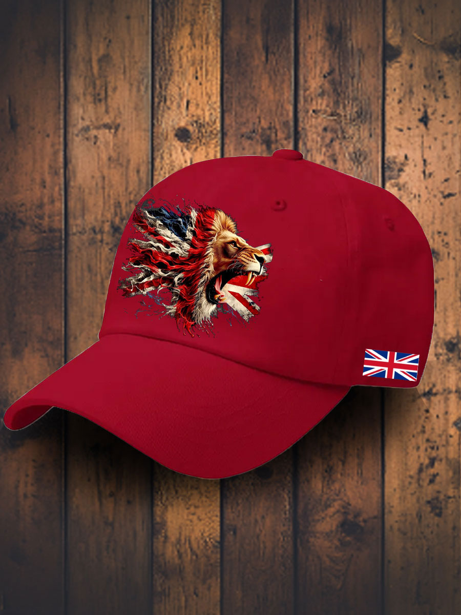 Unisex UK Flag Lion Printed Hat-2