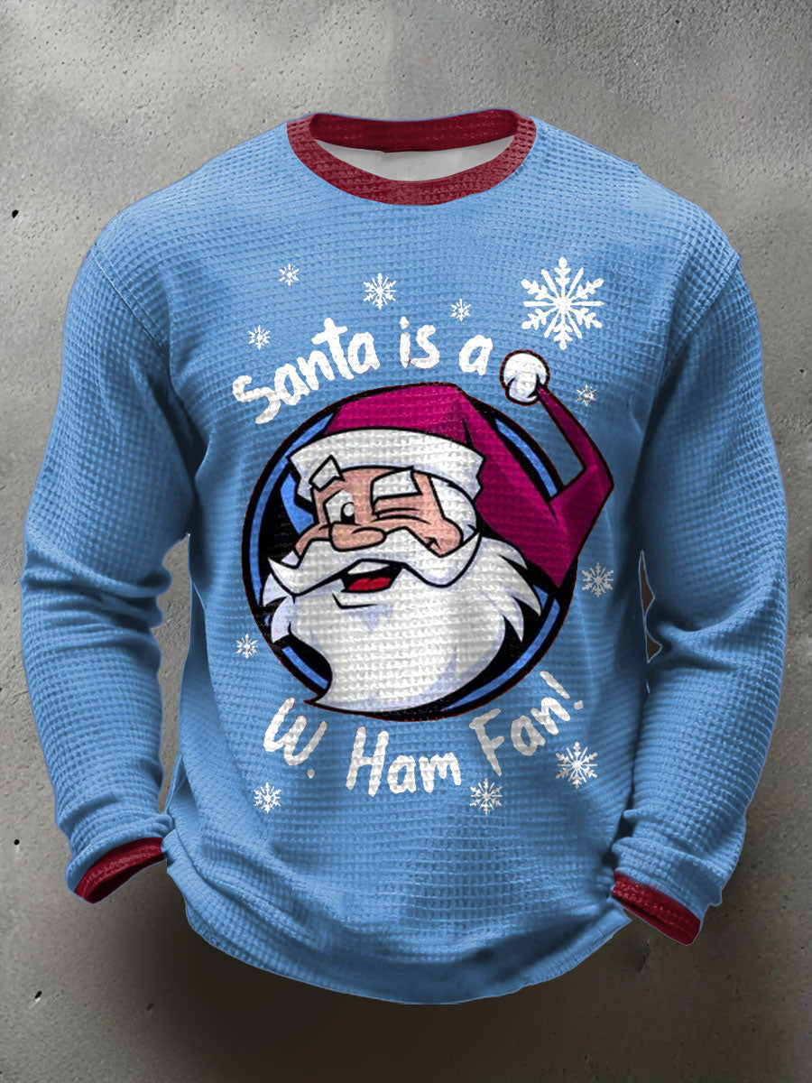 Men's UK Football Lover Christmas Printed Waffle Tops-1