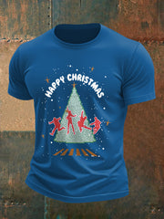 Men's Retro Merry Christmas Classic Legendary Rock Band Print Casual Tee-2