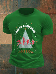 Men's Retro Merry Christmas Classic Legendary Rock Band Print Casual Tee-3