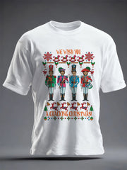 Men's Retro Wish You Have A Cracking Christmas Classic Legendary Rock Band Print Casual Tee